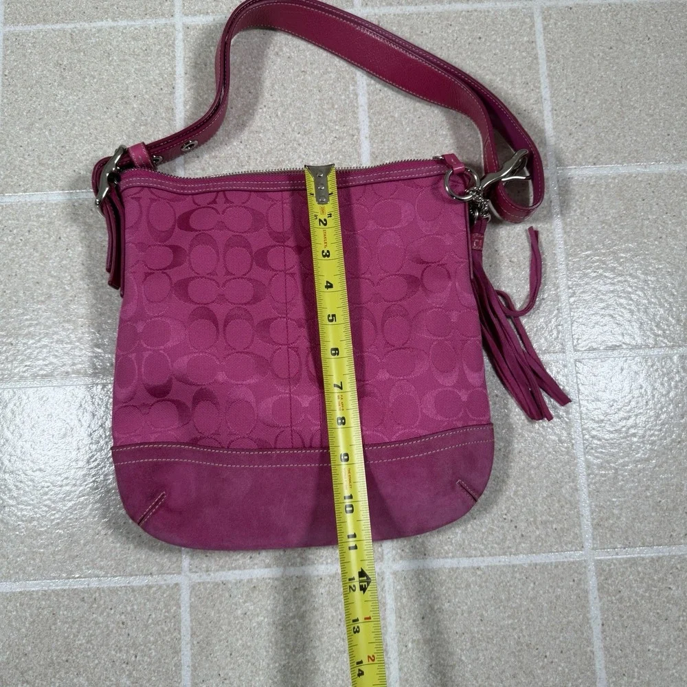 Vintage Y2K Coach Signature Soft Slim Duffle Hobo Bag C Hot Pink A055 9362